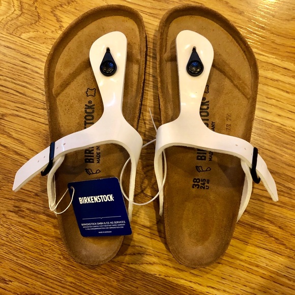 Birkenstock Shoes - Birkenstock White Patent Leather Gizeh Sandals-NWT